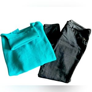 Turtle neck tunic & 1822 black butter denim